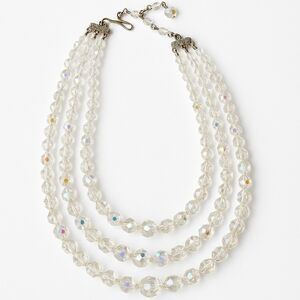 Vintage Triple-Strand Aurora Borealis Crystal Necklace‎